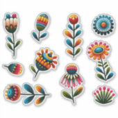 10 Folk Art Flowers Transparante Sticker (Voorkant)