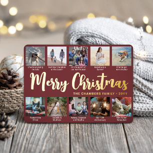 10 Foto Bourgondië Vrolijk Kerstfeest Moderne Coll Folie Feestdagenkaart