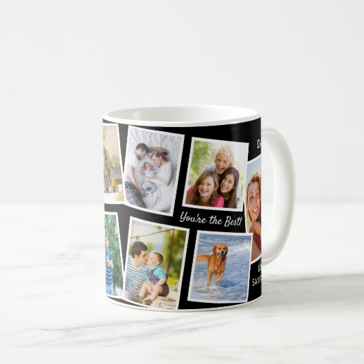 10 Foto Collage Black en White Persoonlijke pap Koffiemok (Voorkant rechts)