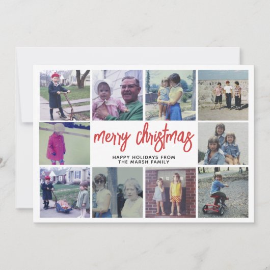 10 Foto-collage - Blauwgroen kerst met fijne kerst Feestdagenkaart (Voorkant)