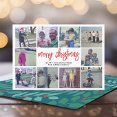 10 Foto-collage - Blauwgroen kerst met fijne kerst Feestdagenkaart