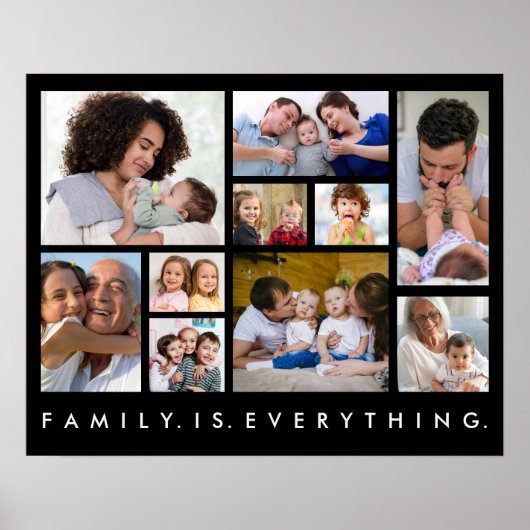 10 Foto Collage Familie Is Alles Zwart Citaat Poster (Voorkant)
