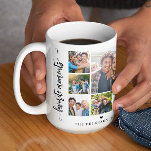 10 foto collage familienaam gepersonaliseerd tweekleurige koffiemok
