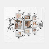10-Foto Collage Familiestamboom Hart Bladeren Fleece Deken (Voorkant (Horizontaal))