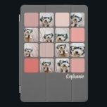 10 Foto Collage Gray Blush Pink Coral Script Name iPad Pro Cover<br><div class="desc">Gebruik je favoriete foto of afbeeldingen om een leuke en persoonlijke wens te maken om met vrienden te delen. Gebruik uw vierkante bebouwde foto's voor de beste resultaten! Deze moderne gestapelde rasterfotocollage bevat een robuuste, moderne lettertype voor jouw naam of andere tekst. De hoeken van uw foto's worden rond gemaakt...</div>