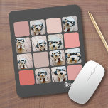 10 Foto Collage Gray Blush Pink Coral Script Name Muismat<br><div class="desc">Gebruik uw vierkante bebouwde foto's voor de beste resultaten! Een fotocollage met extra kleurenblokken. Deze moderne gestapelde rasterfotocollage bevat een robuuste, moderne lettertype voor jouw naam of andere tekst. De hoeken van uw foto's worden rond gemaakt voor een zachtere stap op de vierkante fotocollage. OM DE ACHTERGROND TE VERANDEREN -...</div>