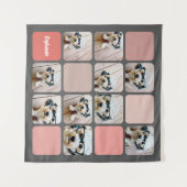 10 Foto Collage Gray Blush Pink Coral Script Name Wandkleed (Voorkant (horizontaal))