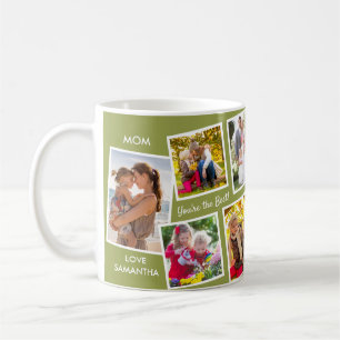 10 foto collage groene gepersonaliseerde moeder koffiemok