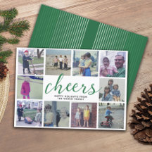 10 foto collage kerstgroet met groen streeppatroon