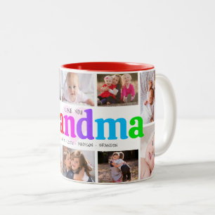 10 Foto Collage Love You Grandma Multicolor Bold Tweekleurige Koffiemok