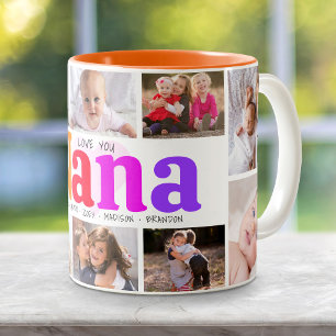 10 Foto Collage Love You Nana Multicolored Bold Tweekleurige Koffiemok