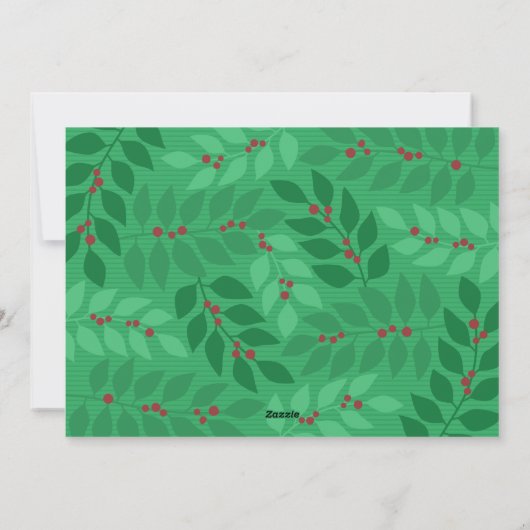 10 Foto-collage - Merry-kerstgroen botanisch Feestdagenkaart (Achterkant)