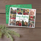 10 Foto-collage - Merry-kerstgroen botanisch Feestdagenkaart