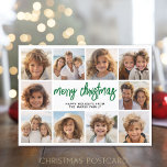 10 Foto-collage - Merry-kerstgroen Feestdagenkaart<br><div class="desc">Gebruik 10 vierkante foto's en maak een unieke en trendy groet van de Kerst met een robuust modern manuscript op de voorzijde. Een fantastische manier om een hoop foto's van het afgelopen jaar weer te geven. Als u om het even wat rond moet bewegen, klik op de aanpassingsknoop om veranderingen...</div>