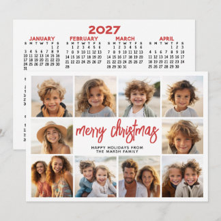10 foto collage met 2027 kalender - Kerstmis Feestdagenkaart