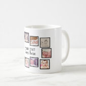 10 Foto collage met gepersonaliseerde tekst wit Koffiemok (Voorkant rechts)