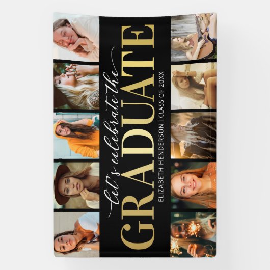 10 Foto Collage Modern Graduation Party Spandoek (Verticaal)