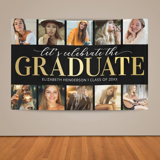 10 Foto Collage Modern Graduation Party Spandoek