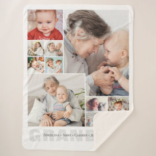 10-Foto Collage Oma Cadeau Sherpa Deken