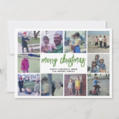 10 foto-collage - Prettig kerstfeest groene botani Feestdagenkaart (Voorkant)