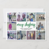 10 Foto Collage - Prettig Kerstmis Groen Patroon Feestdagenkaart (Voorkant)