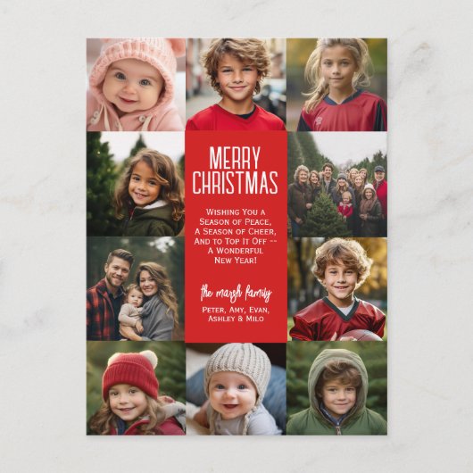 10 foto-collage rand - vrolijk kerstgroet feestdagenkaart (Voorkant)