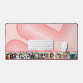 10 Foto Collage Retro Curve en Stripe blush roze Bureaumat (Keyboard & Muis)