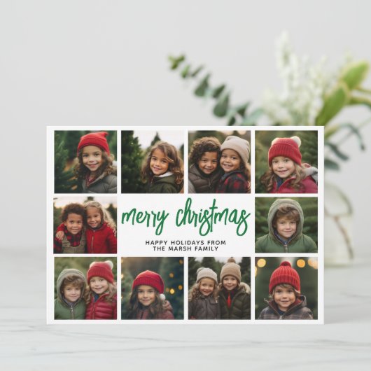 10 Foto-collage - Vroege Kerstapes Feestdagenkaart (Staand voorkant)