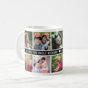 10 Foto Collage We houden van jou Oom Zwart Wit Koffiemok