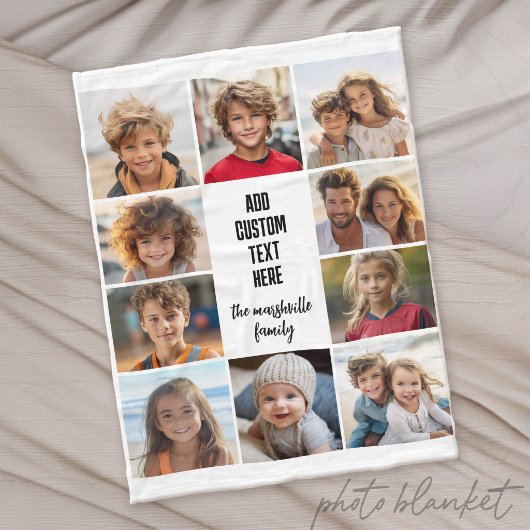 10 foto-collagerand - tekstblokken in het midden fleece deken