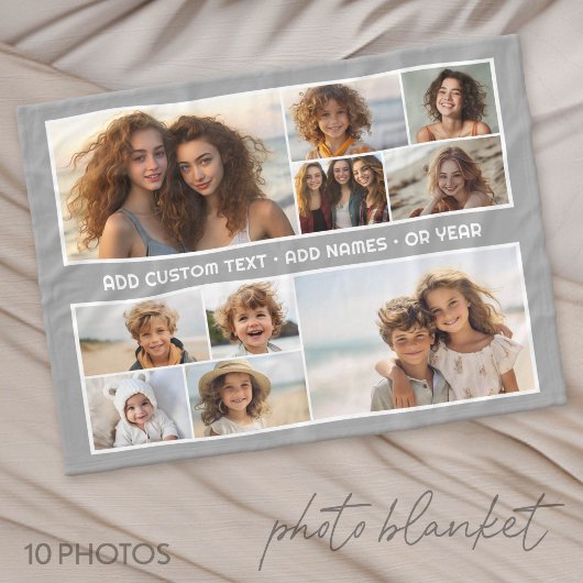 10 foto-collageraster - aangepaste tekst in het mi fleece deken
