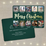 10 Foto Donkergroen Vrolijk Kerstfeest Moderne Col Folie Feestdagenkaart<br><div class="desc">Verstuur stijlvolle vrolijke groeten en deel 10 van je favoriete afbeeldingen met een aangepaste fotocollage groene en gouden vakantiekaart voor de folie. Alle tekst op deze sjabloon is eenvoudig te personaliseren om alle formuleringen op te nemen, zoals vrolijk kerstfeest, Prettige feestdagen, seizoensgroeten, nieuwjaarschaafjes, enz. (AFBEELDING PLACEMENT TIP: een gemakkelijke manier...</div>