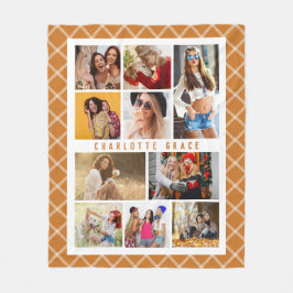 10 Foto Elegant Modern Brown Pset Stylish Name Fleece Deken