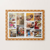 10 Foto Elegant Modern Brown Pset Stylish Name Legpuzzel (Horizontaal)