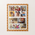 10 Foto Elegant Modern Brown Pset Stylish Name Legpuzzel<br><div class="desc">10 Foto Elegant Modern Brown Pset Stylish Name Jigzaag Puzzle biedt tien van je favoriete afbeeldingen voor een eenvoudige en snelle DIY voeg je eigen fotocollage toe. Personaliseer met jouw naam en omringd met een vlakpatroon. Maakt een perfect cadeau voor Kerstmis, verjaardagen, Moederdag, zussen, beste vrienden en nog veel meer....</div>