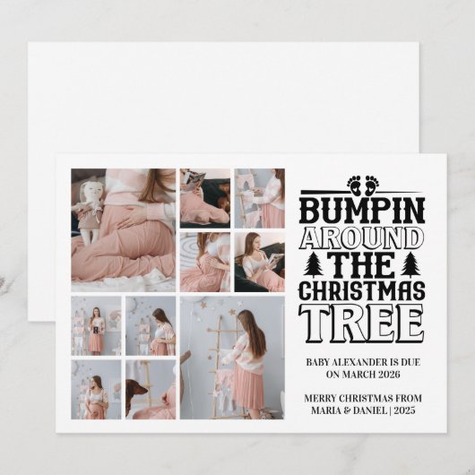 10 Foto Kerstboom Zwangerschapsaankondiging Feestdagenkaart (Voorkant / Achterkant)