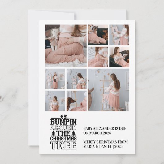 10 Foto Kerstboom Zwangerschapsaankondiging Feestdagenkaart (Voorkant)