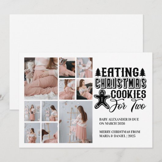 10 Foto Kerstkoekjes voor 2 Zwangerschap Feestdagenkaart (Voorkant / Achterkant)