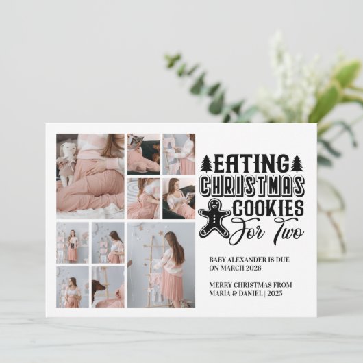 10 Foto Kerstkoekjes voor 2 Zwangerschap Feestdagenkaart (Staand voorkant)