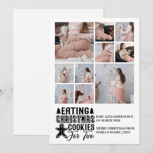 10 Foto Kerstkoekjes voor 2 Zwangerschap Feestdagenkaart (Voorkant / Achterkant)