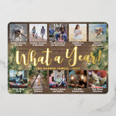 10 Foto Kerstmis Greenery & Lights Wat een jaar! Folie Feestdagenkaart (Voorkant)