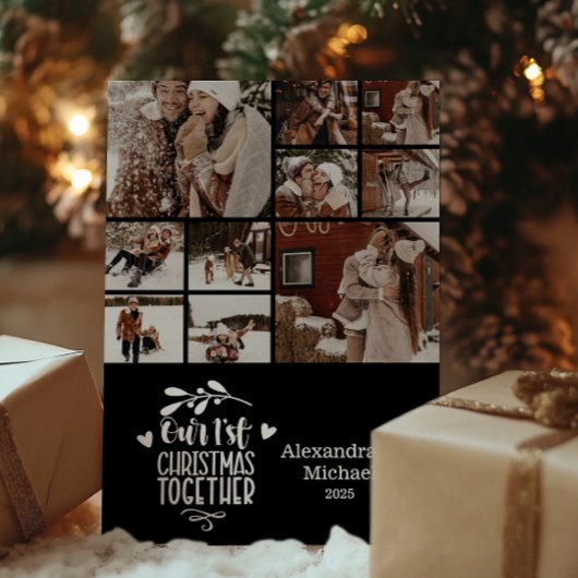 10 foto minimalistische eerste kerst samen feestdagenkaart