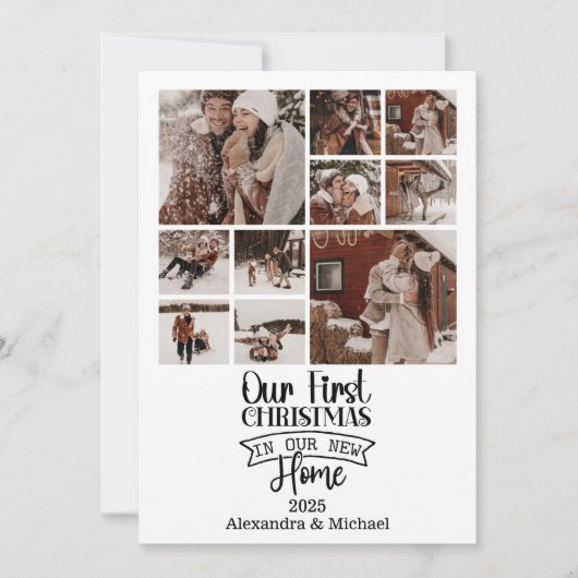 10 foto minimalistische eerste kerstwoning feestdagenkaart (Voorkant)