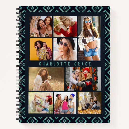 10 Foto Modern Geometric Stylish Name Notitieboek (Voorkant)