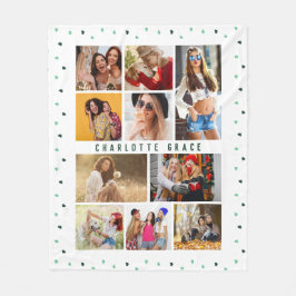 10 Foto Modern Green Romantic Love Heats Name Fleece Deken