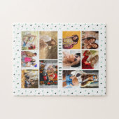 10 Foto Modern Green Romantic Love Heats Name Legpuzzel (Horizontaal)