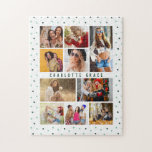 10 Foto Modern Green Romantic Love Heats Name Legpuzzel<br><div class="desc">10 Foto Modern Green Romantic Love Heats Name Jigzaag Puzzle bevat tien van je favoriete afbeeldingen voor een eenvoudige en snelle DIY en voeg je eigen fotocollage toe. Personaliseer je met jouw naam en omringd met een schattig groen liefdeshartritme. Maakt een perfect cadeau voor Kerstmis, verjaardagen, Moederdag, zussen, beste vrienden...</div>