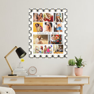 10 Foto Modern Groovy Daisy Flower Stylish Name Canvas Afdruk