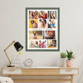 10 Foto Modern Stars Stijlvolle Groene Naam Canvas Afdruk