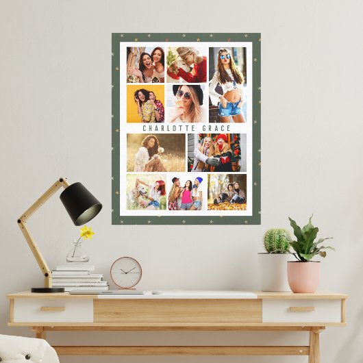 10 Foto Modern Stars Stijlvolle Groene Naam Canvas Afdruk